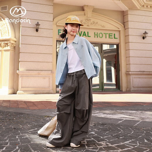 BANDOCIN Half-time Girls' Summer Shirt New Medium and Large Children's Outdoor Sunscreen Thin Top Cream Rice 170