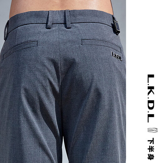 LKDL lower body summer new men's anti-wrinkle no-iron fit versatile straight business casual pants medium gray 32