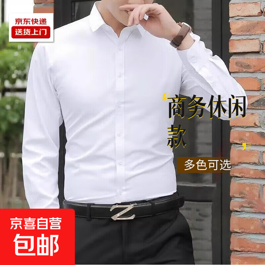 Autumn and winter white shirt men's long-sleeved simple fashion business formal black professional work long-sleeved shirt trend C03-white 2XL