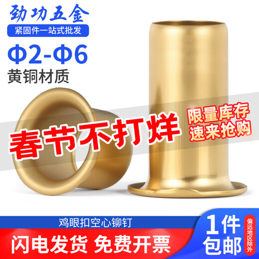 Jinggong copper eyelet button eyelet rivet hollow copper rivet through hole rivet air eye button rivet button hollow rivet 234 2*2 500 pcs