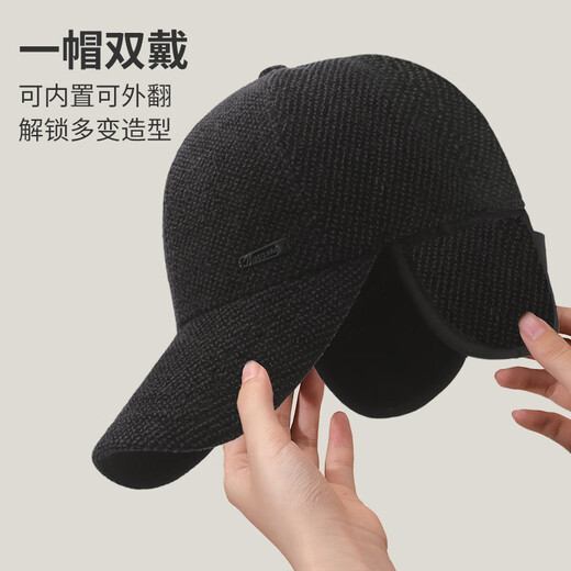 Woodpecker middle-aged and elderly hats men's winter warm baseball caps for the elderly and grandfather winter dad ear protection duck tongue cotton hat for men