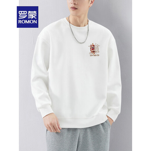 ROMON 2026 new round neck sweatshirt men's national fashion lion dance hooded top autumn and winter spring and autumn style lion dance Hong Kong fashion brand black - - round * collar - lucky lion regular M 90-120Jin Jin is equal to 0.5 kg