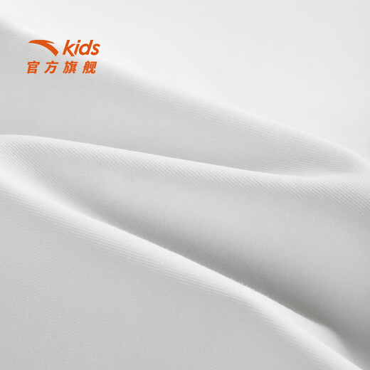 ANTA Children's T-shirt Girls' Wear 2026 Summer New Product Cotton Comfortable Color Block Printing Breathable Short T362626109 Pure White-1 150
