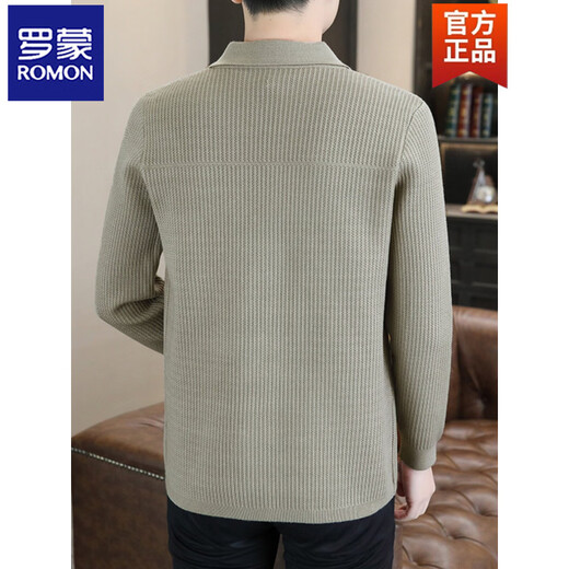 ROMON men's 2026 new style trendy high-end knitted jacket casual lapel youth cardigan coat spring and autumn thin clothes 8988 / Khaki 2XL (about 138~150Jin Jin equals 0.5 kg can be worn)