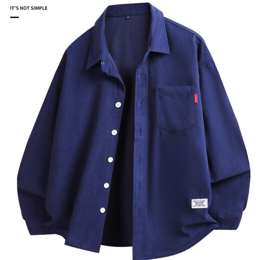 JEEP SPIRIT large size shirt men's trendy versatile loose shirt jacket men's long-sleeved lapel top fat man 300Jin Jin equals 0.5kg Men's Dark Blue 9XL