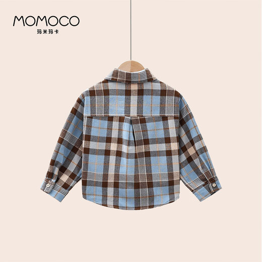 Mami Maka (MOMOCO) children's clothing boys' shirts 2026 spring style medium and large children's versatile plaid shirt plaid 020 90