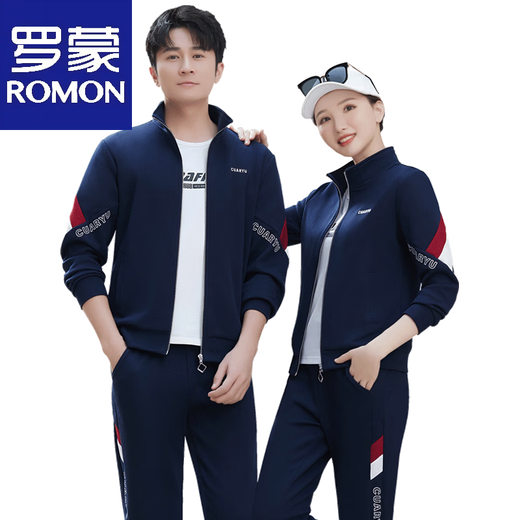 ROMON Sports Suit Men's Spring and Autumn Couple Three-piece Casual Men's and Women's Sweatshirt Sportswear Women's Running Sportswear Suit Men White 3616 Liang M Women's Recommended 85-98 Jin Jin equals 0.5 kg