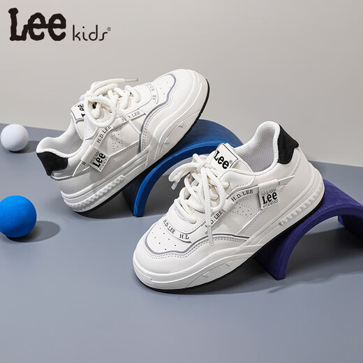 Lee children's shoes, spring children's white shoes, versatile casual shoes, girls' sneakers, boys' moral training running shoes, beige 26, recommended foot length 165mm