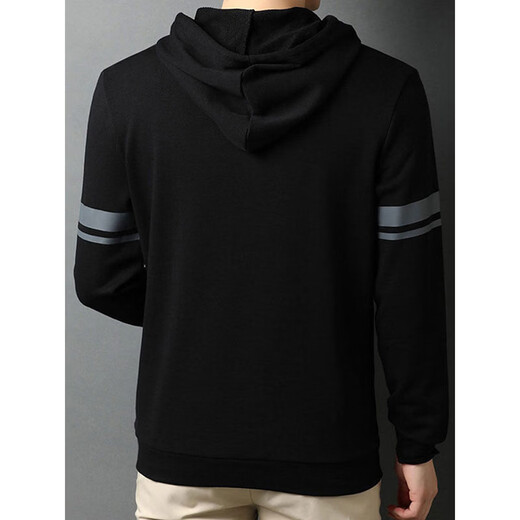 GUMALA T-shirt men's loose hooded jacket spring and autumn trend new bottoming shirt top large size long-sleeved red sweatshirt men black S