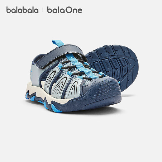 Bala Bala One children's shoes children's sandals boys' sports shoes 2026 Xia Xin outdoor toe-toe shoes blue tone 00388 28 (foot length 16.8-17.2/inner length 18.3)