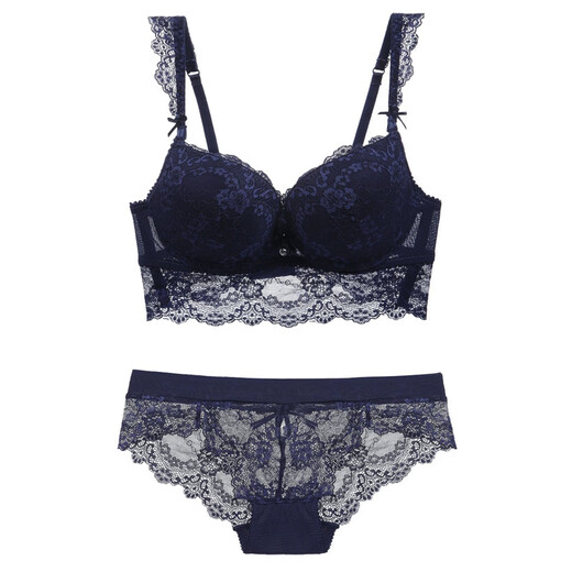 Victoria's Secret Sexy Lace Underwear Small Breasts Reveal Bigger Push Up Secondary Breasts Anti-Sagging Zodiac Year Bra Set Black Set 75B