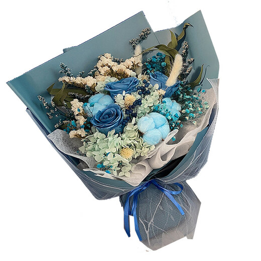 Korean pink rose preserved flower dried flower bouquet for best friend’s birthday gift Mother’s Day gift box for girlfriend Shanghai cappuccino preserved flower large hand holding nearly 60cm tall