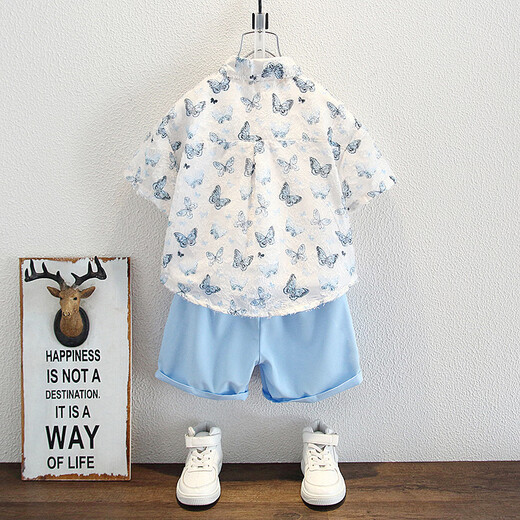 Ultraman Boys Summer Shirt Set 2025 New Children's Summer Clothes Thin Fashionable Short-Sleeved Shirts and Pants Two-piece Trendy Suit 90 cm