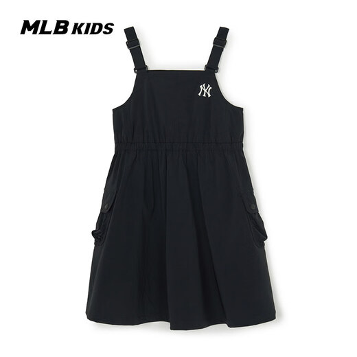 MLB Children's Official Girls Comfortable Embroidered LOGO Sweet and Cool Adjustable Work Suspender Dress Black 150 cm