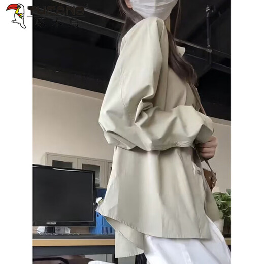 Woodpecker (TUCANO) design niche shirt jacket for women 2026 spring and summer new embroidered retro casual loose long-sleeved sun protection shirt green gray S recommended 80-95Jin Jin equals 0.5 kg