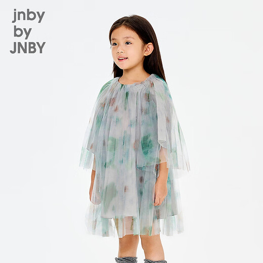 Jnby by JNBY New Jiangnan Buyi children's short-sleeved dress A-type loose raglan sleeves 26 spring girls 1Q2G10700 088/grey green 100 cm