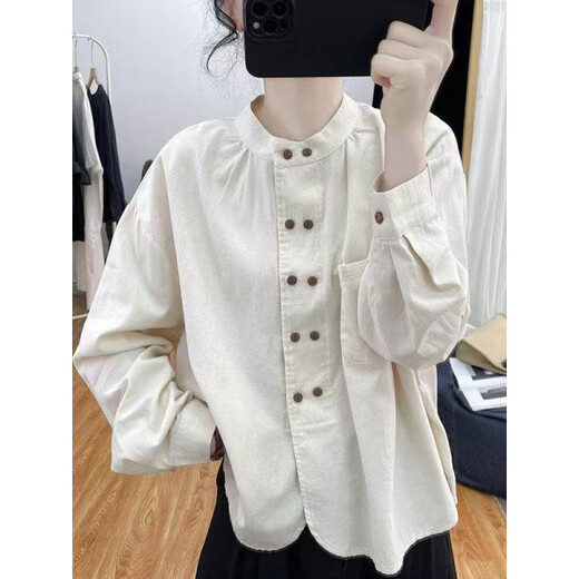 Woodpecker pure cotton long-sleeved shirt for women, this year's popular design, western-style age-reducing top, petite bottoming shirt, pea green 2XL recommended 130-145Jin Jin is equal to 0.5 kg