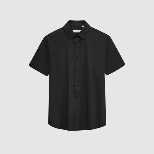 Jiumuwang Shopping Mall Same Style Shirt Men's 26 Spring and Summer New Refreshing and Cool Classic Versatile Top Slim Version + Jet Black + FS2620922 38 (165/84A)