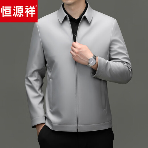 Hengyuanxiang executive jacket men's stand collar solid color business casual jacket men's loose plus fat plus size dad lapel top black M 170