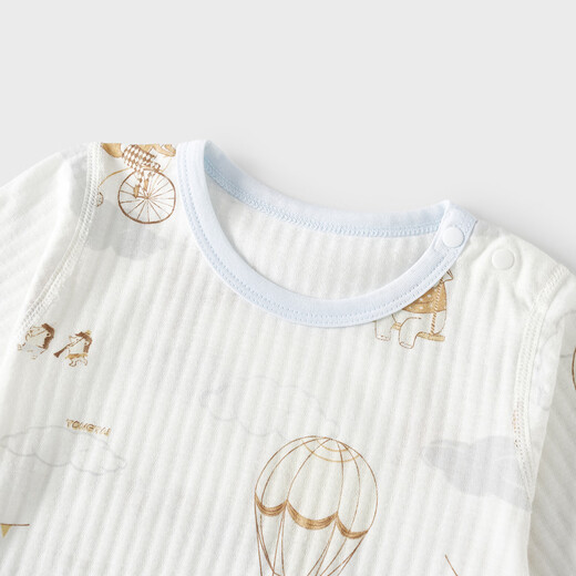 Tongtai (TONGTAI) baby jumpsuit, summer pure cotton baby clothes, children's three-quarter sleeves, nine-quarter pants, romper, pajamas, blue 66cm