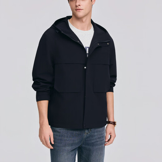 POLOWALK Men's Men's Jacket 2026 Spring New Simple Hooded Outdoor Casual Men's Top Jacket Navy S S