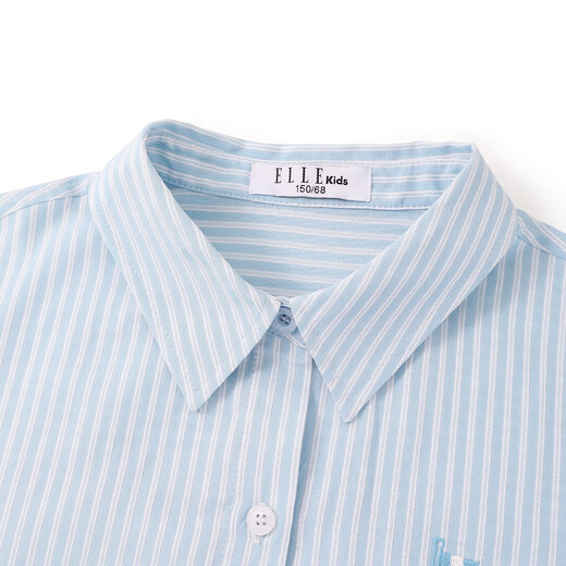 ELLE KIDS children's clothing blue and white striped long-sleeved shirt girls spring new French preppy style embroidered top blue and white stripes 165 (M)