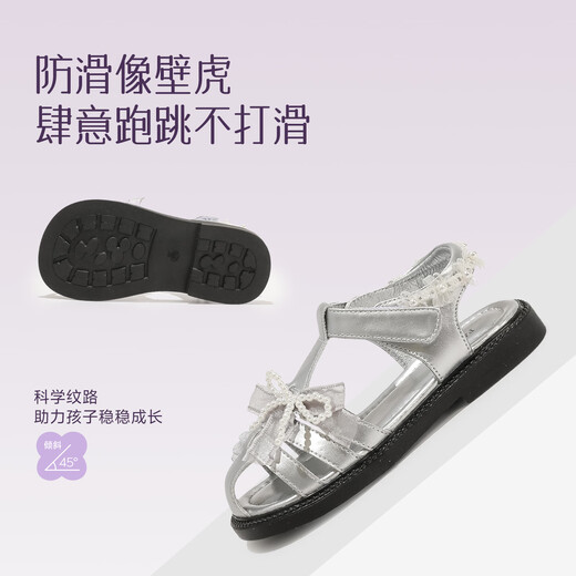 Tongmeng Sunny Girls Summer Sandals 26 New Children's Shoes Princess Shoes Baotou Summer Style Little Girls Soft Bottom Silver Baby Girl