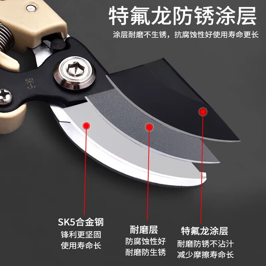 MVVWVV German fine craft garden special scissors for pruning branches, garden powerful SK5 fruit tree pruning scissors, flowers and trees to cut thick branches, professional rubber-coated black blade thick branch scissors with scissors set