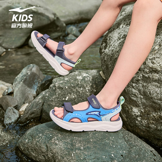 Hongxing Erke Children's Sandals for Boys and Girls Summer 26 New Breathable Sandals Soft Sole Medium and Big Children's Beach Shoes | Fog Tide 2 Fantasy Blue/Cosmic Blue 604 33