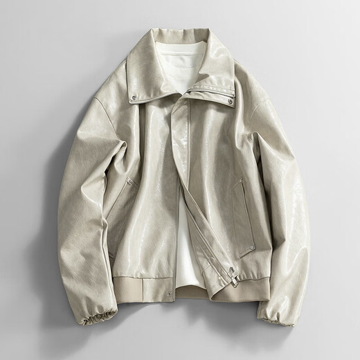 Men's Spring and Autumn Lapel Leather Jacket Youth Outdoor Sports and Leisure Versatile Leather Jacket New Windproof Leather Jacket Brown 2630 L Recommended 125-150Jin Jin equals 0.5 kg