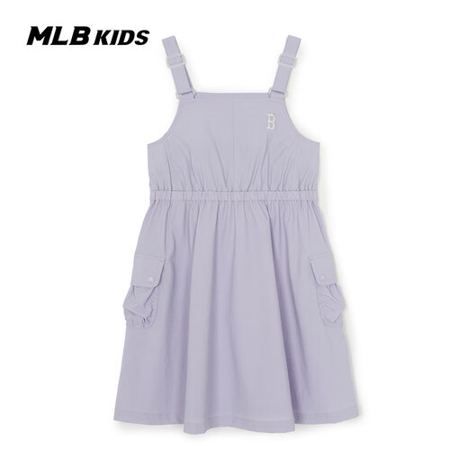 MLB Children's Official Girls Comfortable Embroidered LOGO Sweet and Cool Adjustable Work Suspender Dress Black 150 cm
