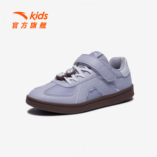 ANTA children's low-top sneakers for girls and boys moral training shoes 2026 spring new Velcro leather casual sports shoes lilac gray/Anta white-3 35