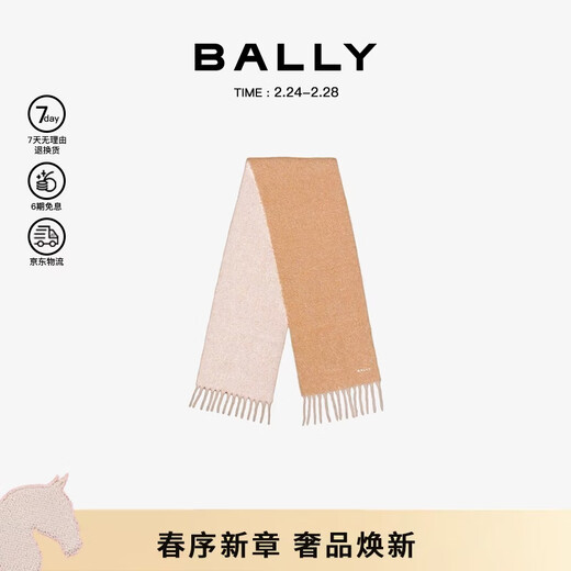 BALLY women's cashmere wool scarf simple warm scarf 6312154 brown