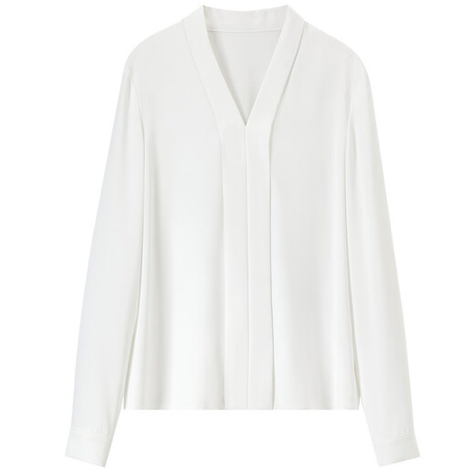 Shandubila Commuting White Shirt Women's Business Wear V-Neck Slim Shirt Elegant Chiffon Shirt White XL