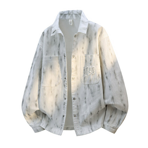 Bailedi boys gradient shirt spring and autumn big children's trendy brand loose lapel long-sleeved shirt teenagers student men's jacket 1661 gray (single shirt) high quality 160 M 80-100Jin Jin is equal to about 0.5 kg