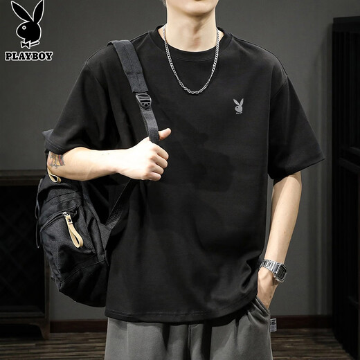 Playboy (PLAYBOY) short-sleeved T-shirt men's summer thin pure cotton men's half-sleeved T-shirt round neck casual loose top