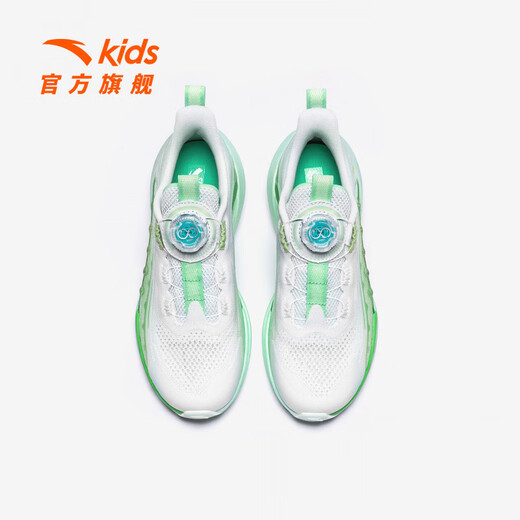 Anta Children's Sports Shoes Chai Feng 8 Running Shoes Universal Big Children's Shoes 26 Summer Breathable Knob Buttons Shopping Mall Same Style Men Anta White/Xichen Green-1 32