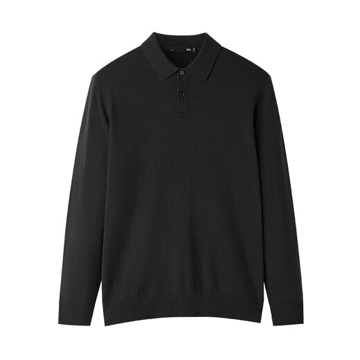 Heilan House Sweater Men's 25 Spring and Autumn New Light Business Classic Series Pure Wool Lapel Top Clothes Men's Sweater Black 98 M 170/88A Recommended 125~136Jin Jin equals 0.5 kg