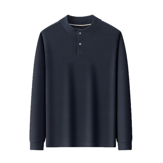 Lilan fashion German velvet bottoming shirt men's Chinese stand-up collar button sweatshirt autumn and winter new long-sleeved warm T-shirt off-white S 165