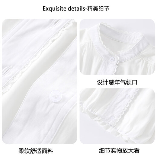 La Chapelle children's clothing girls' shirt spring 2026 new style French sweet white shirt children's lace top white 130 recommended height 121-130cm