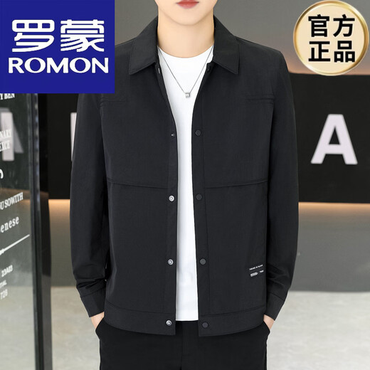 ROMON Jacket Men's Short Lapel Casual Jacket Spring and Autumn New Handsome Versatile Thin Workwear Top Beige L 175