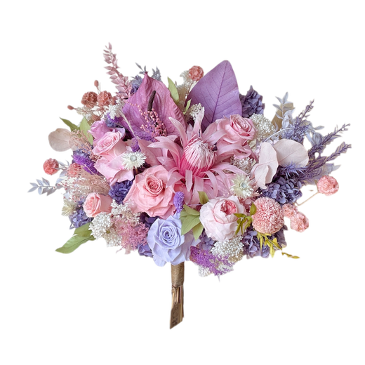 Wisteria rose eternal bouquet emperor flower Austin eternal rose real flower dried flower high-end home flower arrangement gift medium bouquet fan-shaped single side 35cm wide all immortal flowers