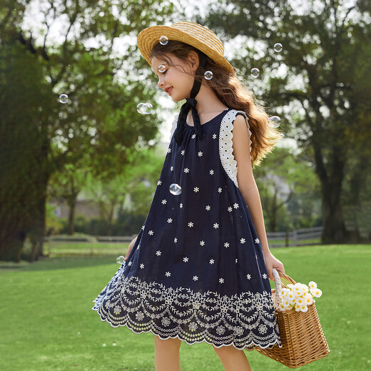 ASK JUNIOR children's skirt 26 summer small flying sleeves travel holiday dress for big children lace princess dress girls dress