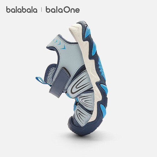 Bala Bala One children's shoes children's sandals boys' sports shoes 2026 Xia Xin outdoor toe-toe shoes blue tone 00388 28 (foot length 16.8-17.2/inner length 18.3)