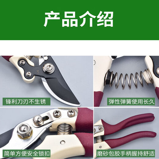 MVVWVV German fine craft garden special scissors for pruning branches, garden powerful SK5 fruit tree pruning scissors, flowers and trees to cut thick branches, professional rubber-coated black blade thick branch scissors with scissors set