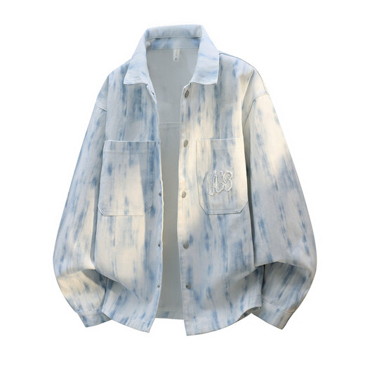 Bailedi boys gradient shirt spring and autumn big children's trendy brand loose lapel long-sleeved shirt teenagers student men's jacket 1661 gray (single shirt) high quality 160 M 80-100Jin Jin is equal to about 0.5 kg