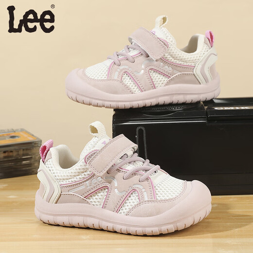 Lee children's sports shoes summer new casual running shoes Velcro for boys and girls shoes anti-collision toe outdoor shoes pink 29 recommended foot length 177mm