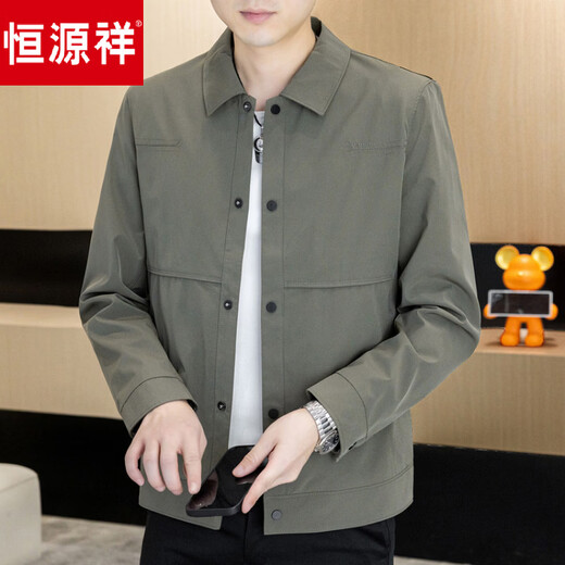 Hengyuanxiang autumn jacket men's new lapel short administrative workwear for young and middle-aged people solid color Korean style small casual jacket black M