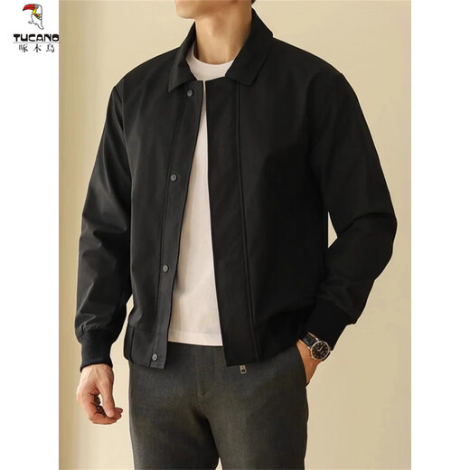 Woodpecker (TUCANO) Men's Italian Old Money Style Spring and Autumn Simple Windproof Jacket Men's Lapel New Harrington American Executive Jacket Dark Blue XL