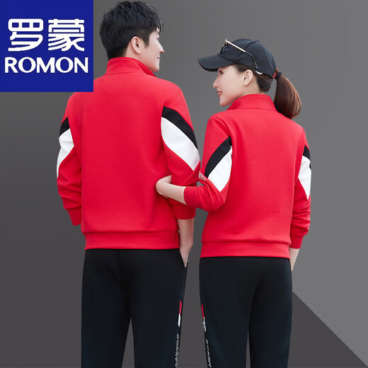 ROMON Sports Suit Men's Spring and Autumn Couple Three-piece Casual Men's and Women's Sweatshirt Sportswear Women's Running Sportswear Suit Men White 3616 Liang M Women's Recommended 85-98 Jin Jin equals 0.5 kg
